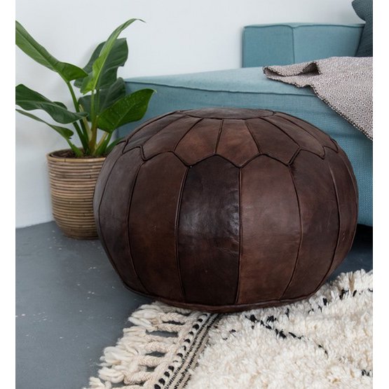 Leather Pouffe - Chocolate Brown (XL)