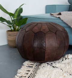 Læder Pouffe - Chocolate Brown (XL)