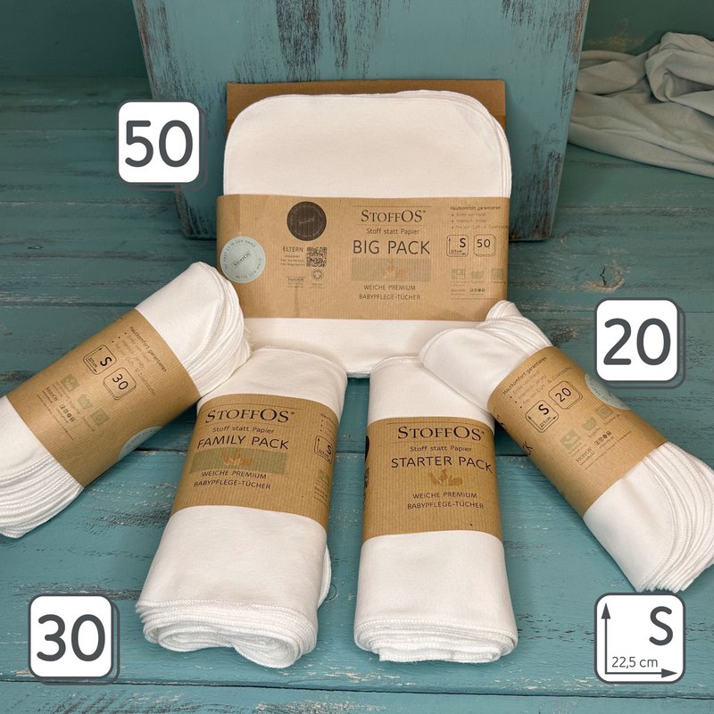 Baby care or handle handkerchief savings pack, white 30 family pack