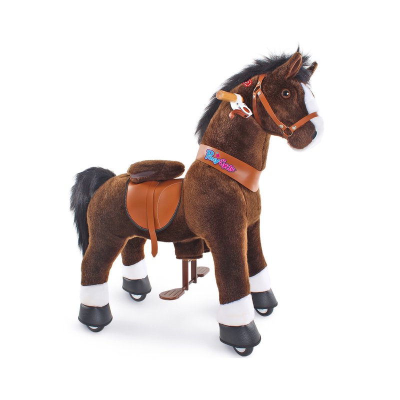 Ponycykelstur på Toy Chocolate Brown Horse | Alder 4-7 | Plush Animal Riding Toy | Klassiske u bedste gaver