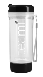 A sleek and durable 600 ml black tea tumbler with a leak-proof lid and convenient carrying strap.