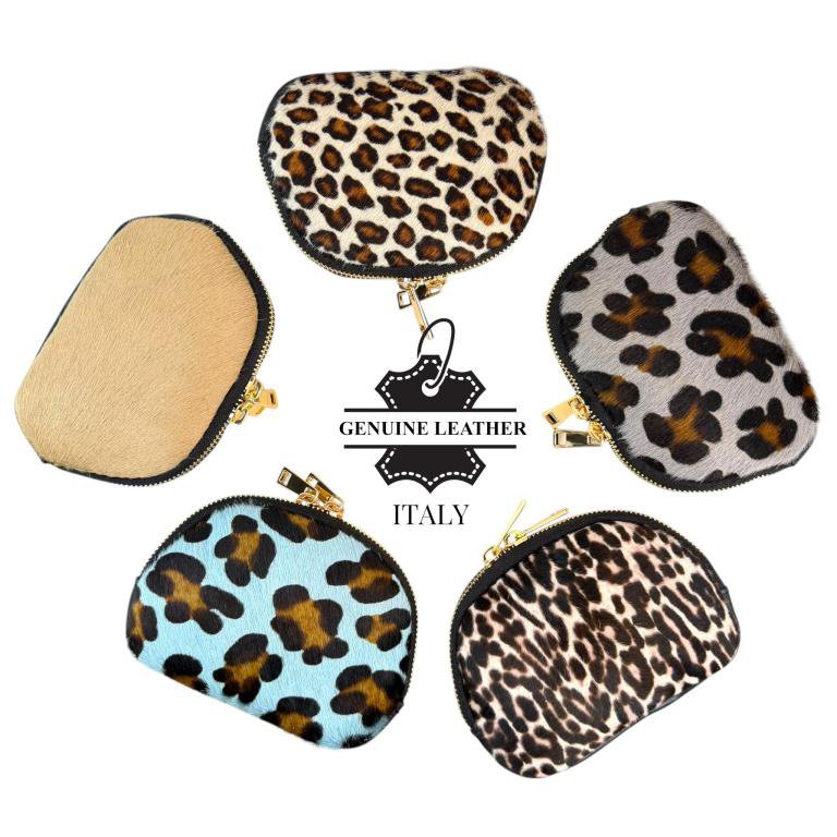 Italian Leather Purse with Fur and Animal Print 10002