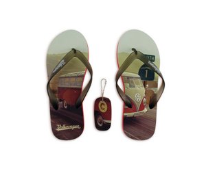 Volkswagen VW T1 Bus Beach Sandals - Highway 1/Red
