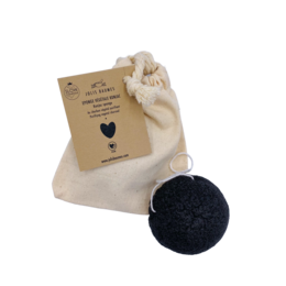 Konjac sponge black charcoal in cotton bag GOTS