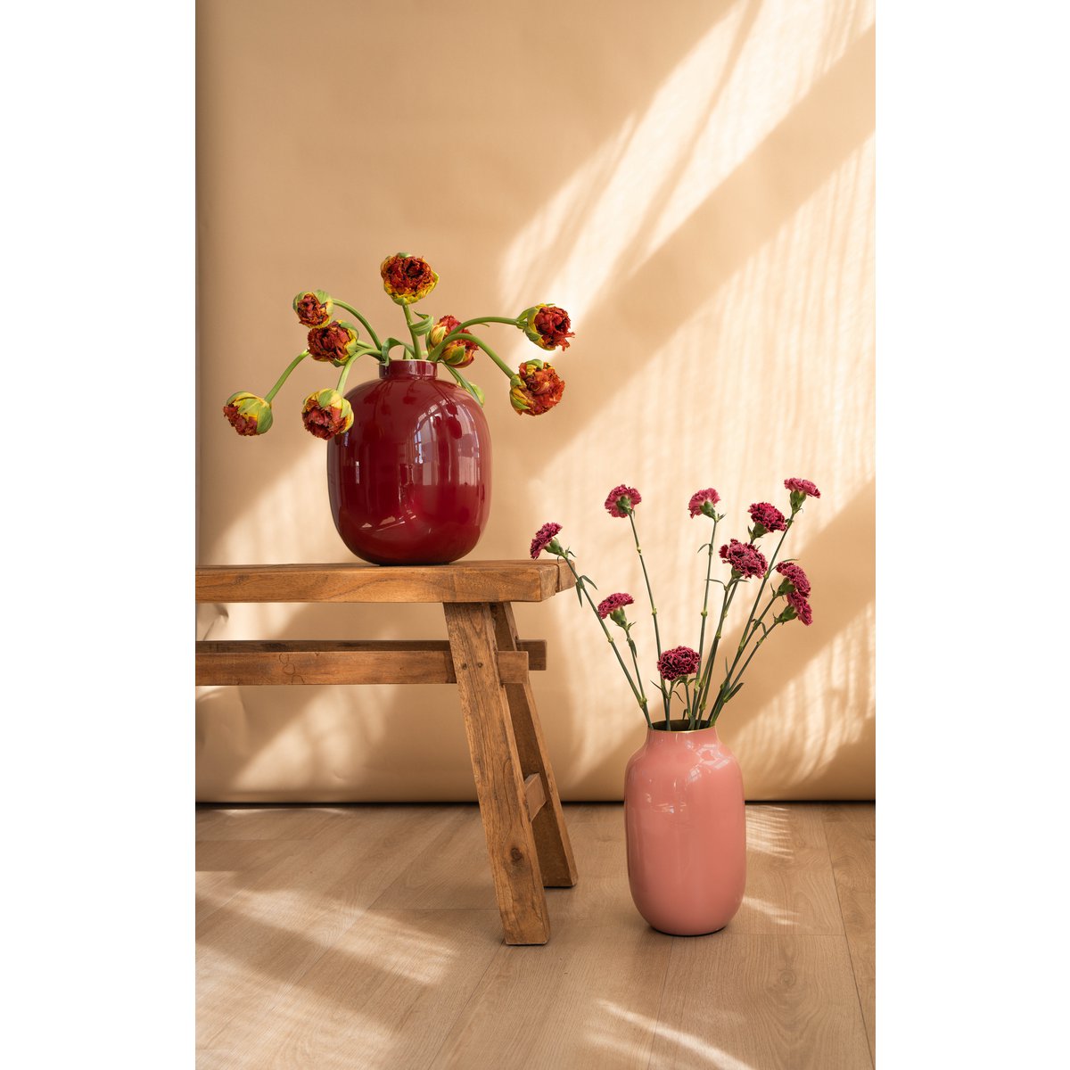 Vase Metal Oval Old Pink 30cm