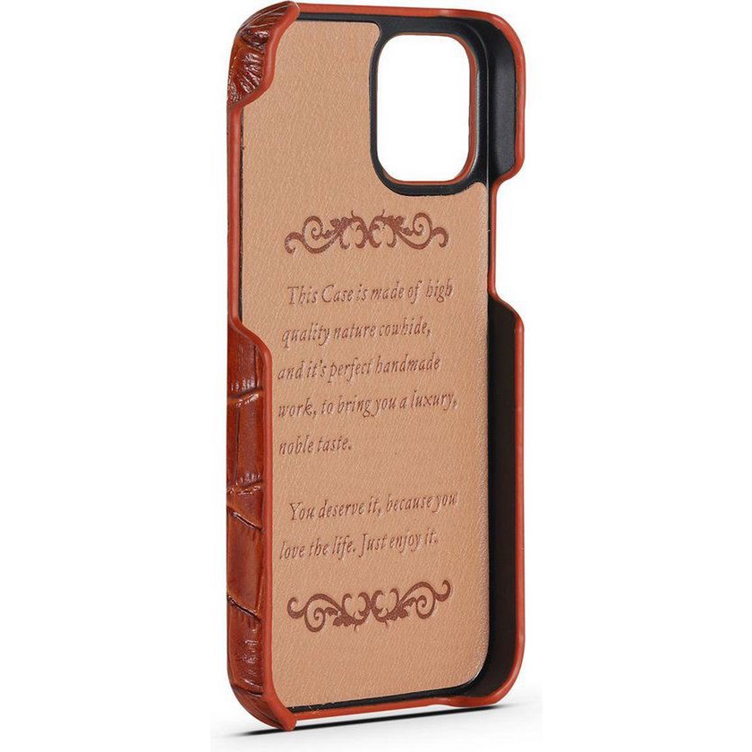 iPhone 12 Hoesje - Lichtbruin Krokodillenprint