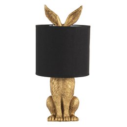 Tischlampe Kaninchen Ø 20x45 cm goldfarbener schwarzer Polyresin -Schreibtischlampe