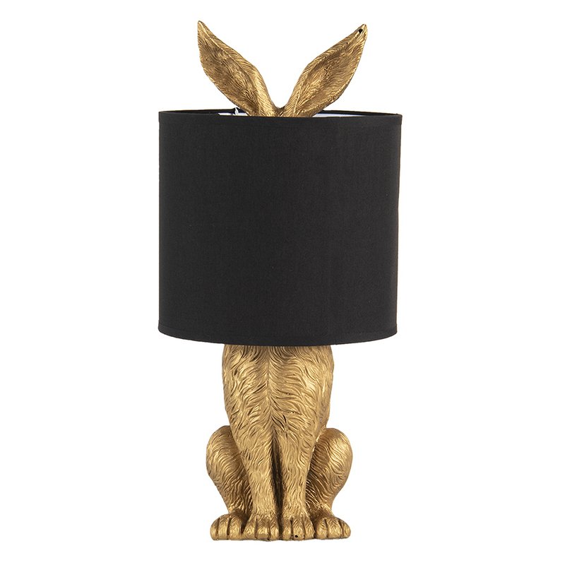Tischlampe Kaninchen Ø 20x45 cm goldfarbener schwarzer Polyresin -Schreibtischlampe