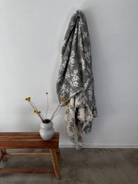 Muslin tæppe - ROSE - grå-hvid - 2,20 x 2,50 m