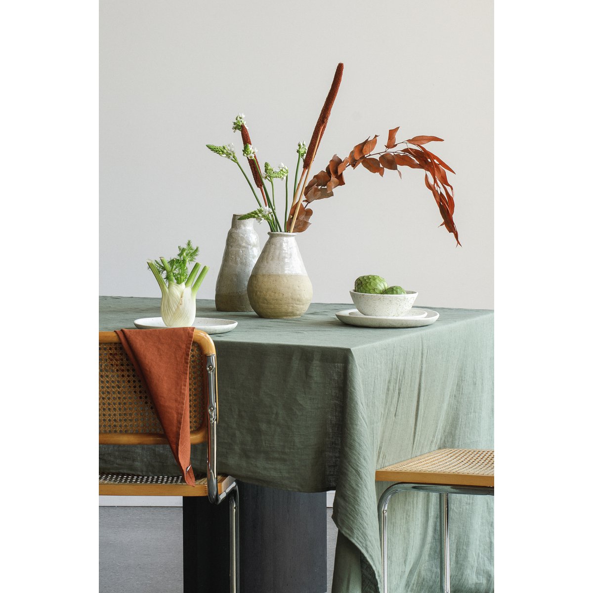 Hør dug Nordic Moss grøn (330x145 cm)