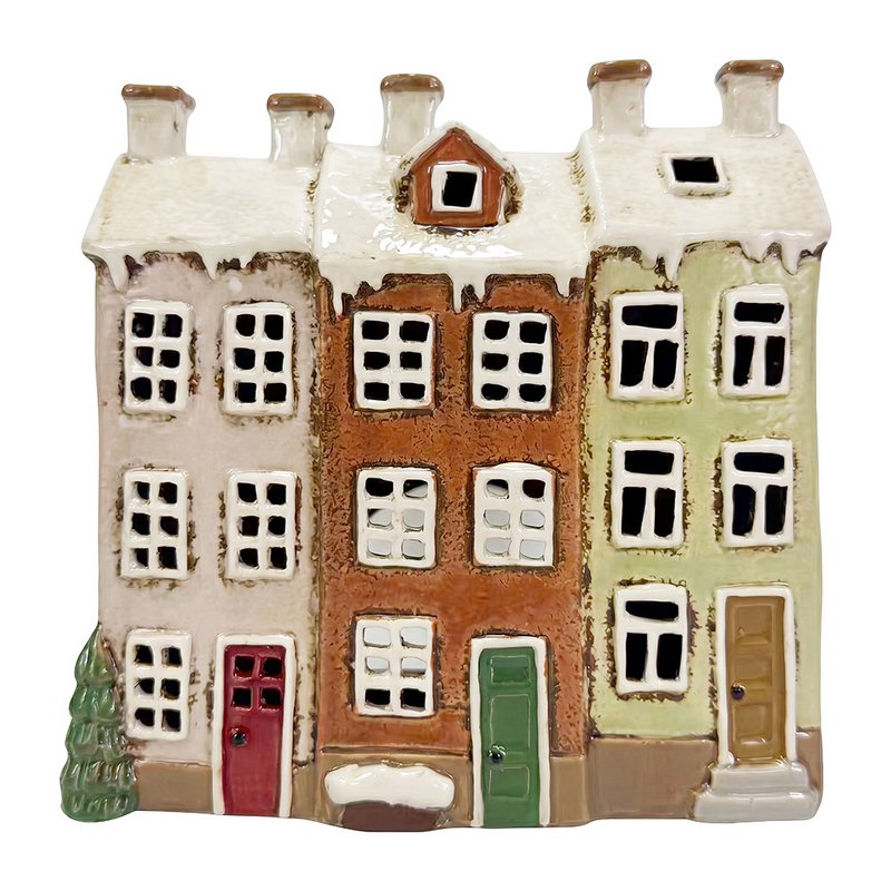 Tea Light Holder House Brown Ceramic Tea Light Holder