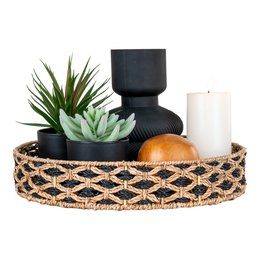 Nerja Tray - Seagrass, Black/Natural - Ø38 cm