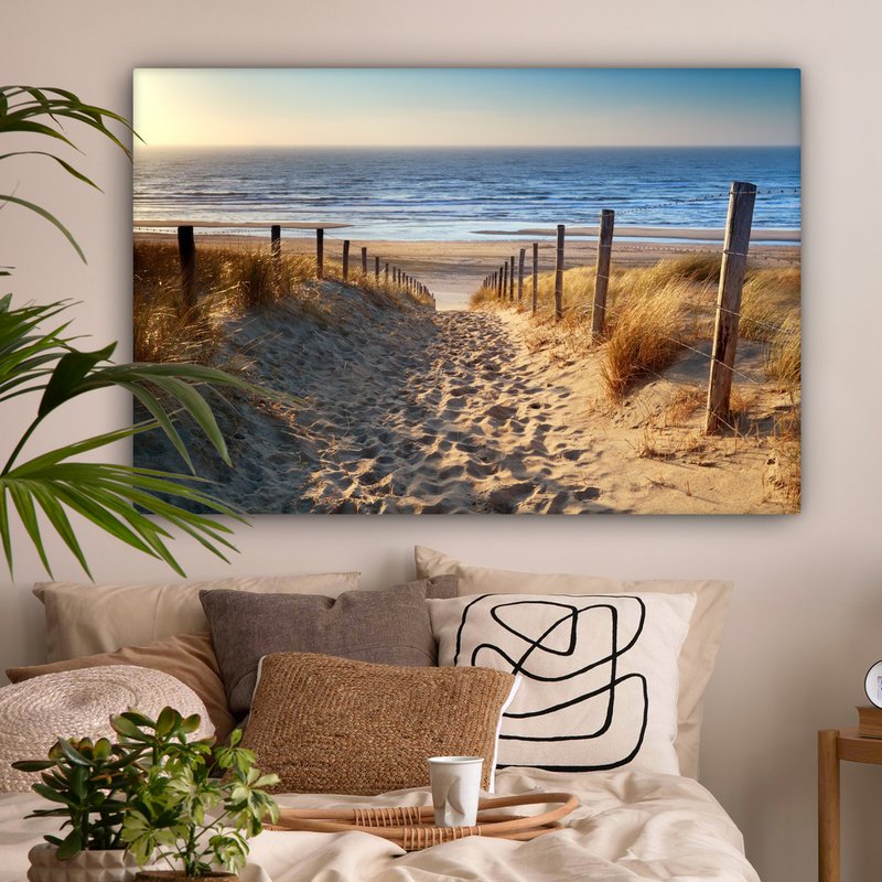 Canvas Maleri - Wall Decoration - Beach - Sea - The Holland - Dunes - Sun