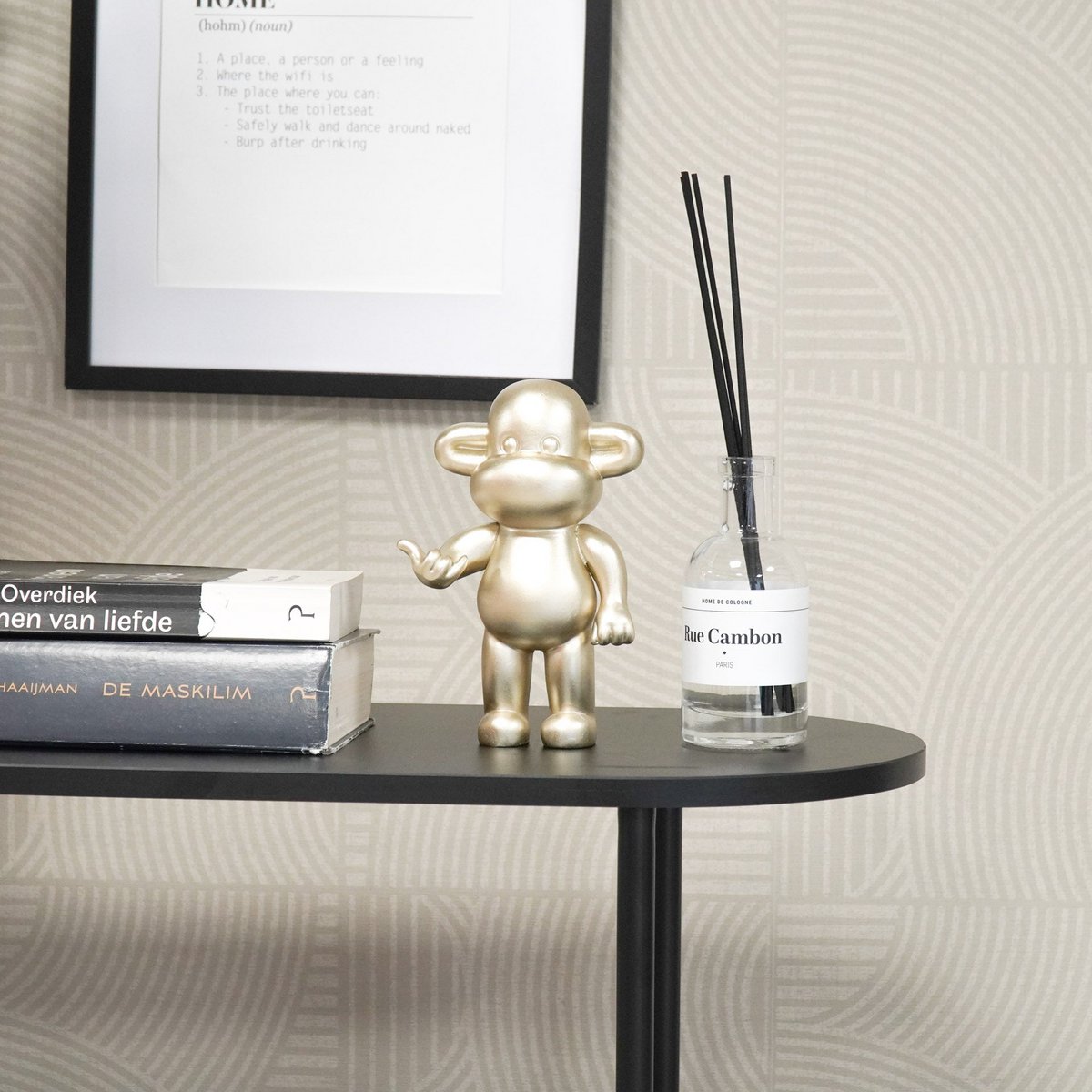 Ornament - Hæng Monkey Figurin 'The Legend' - Polyresin - Gold - 11x7x19cm