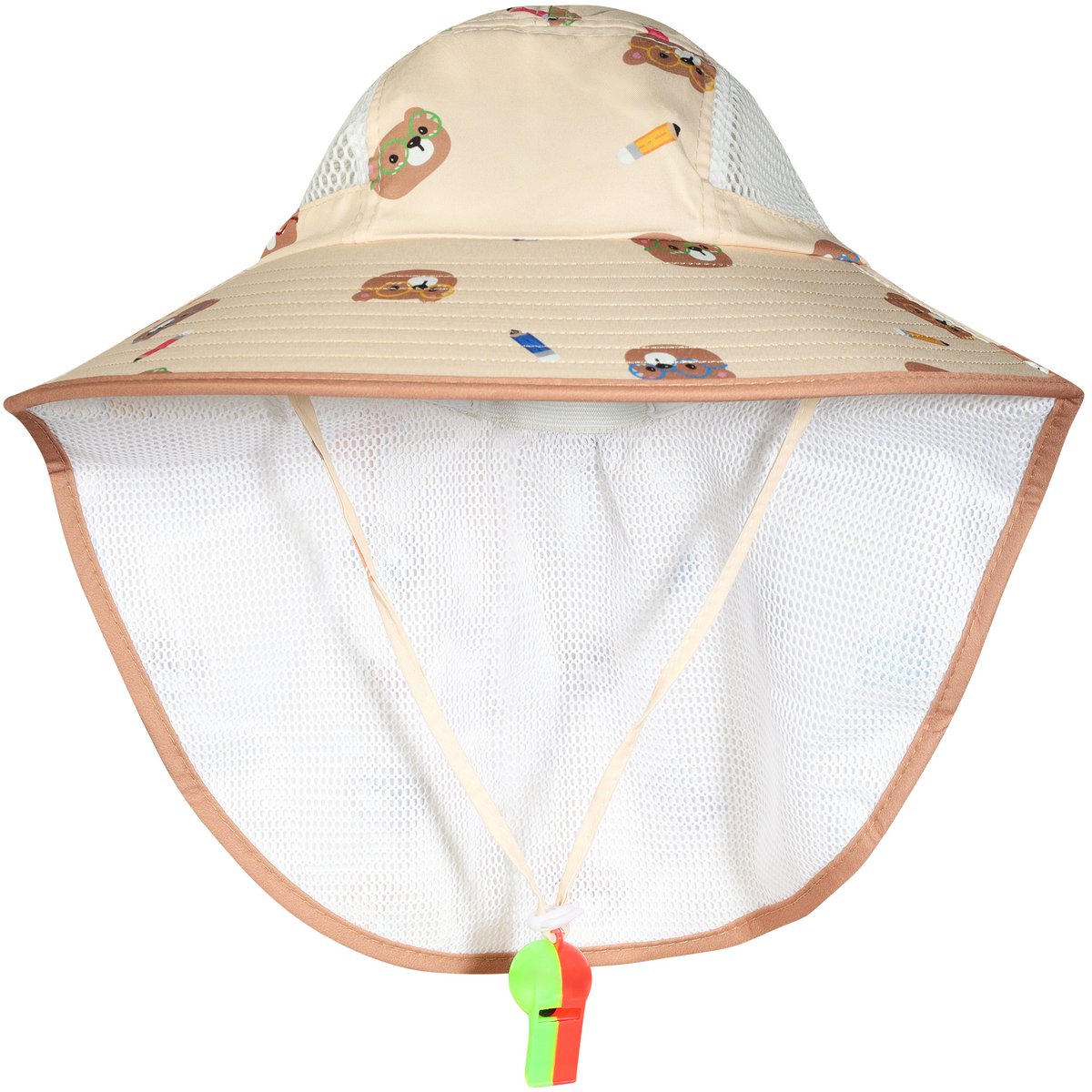 Summer hat, 52 cm + elastic band, neck protection, cotton, VE-4, bear