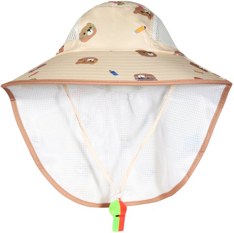 Summer hat, 52 cm + elastic band, neck protection, cotton, VE-4, bear