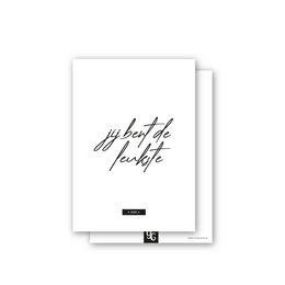 A simple, minimalist greeting card with the handwritten text "you are the cutest" in black ink on a white background. The card is in A6 size, suitable for various occasions.