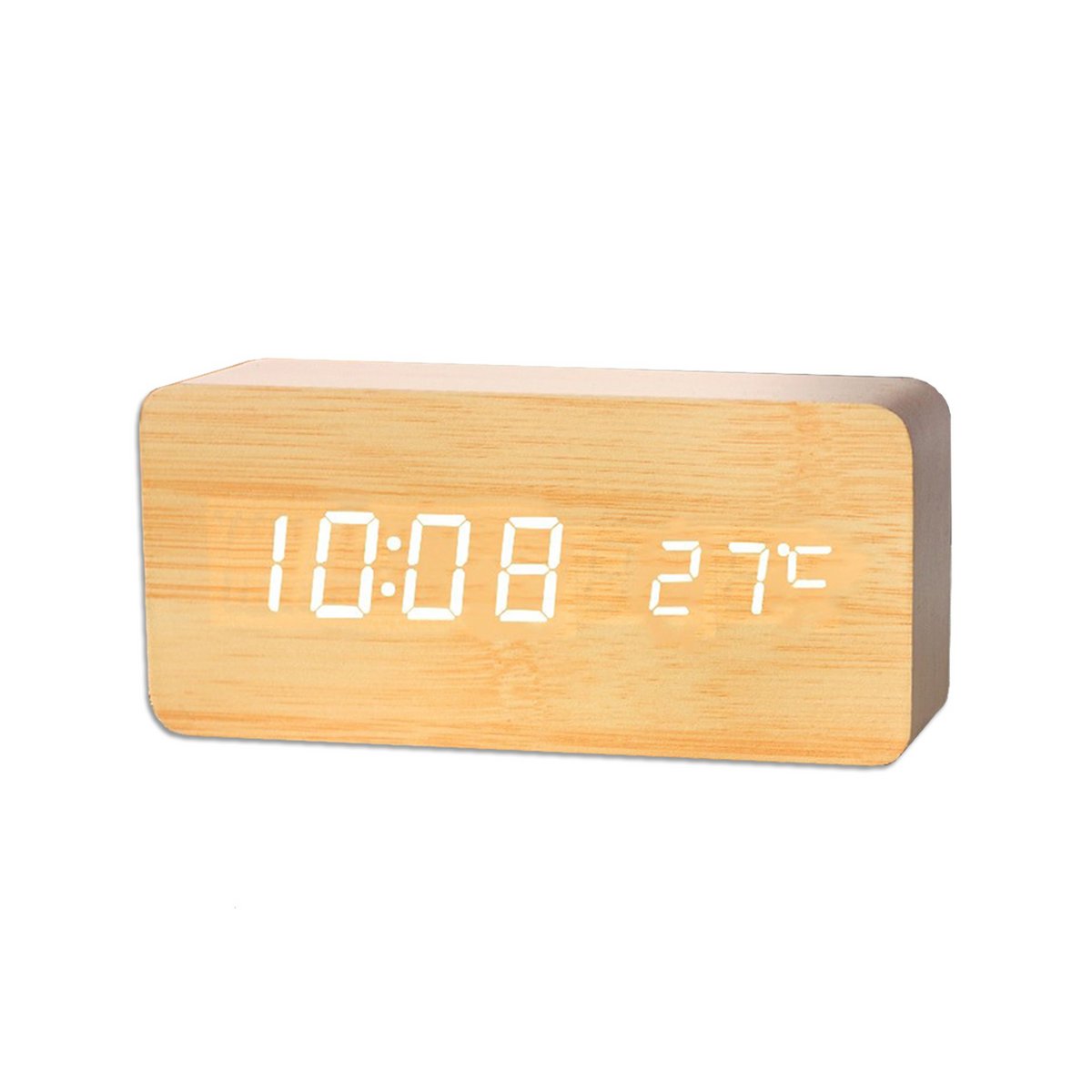 Despertador de madera grande Beige