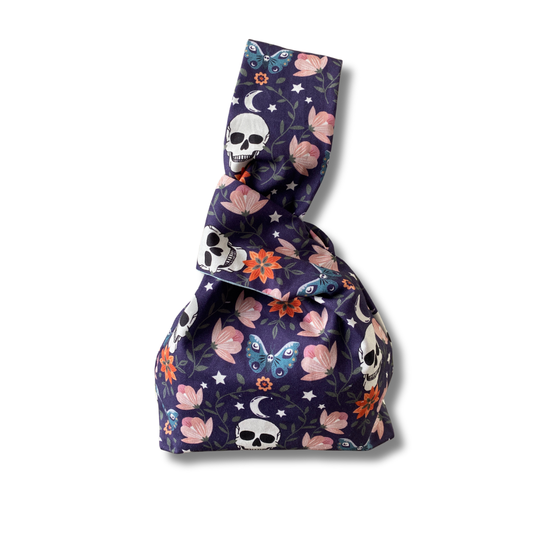 Steampunk Skulls & Butterflies Japanese Knot Bag