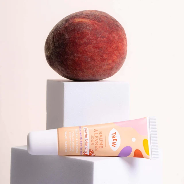Balsamo labbra da giorno all'aroma di pesca bianca 100% naturale e vegano: sfuso