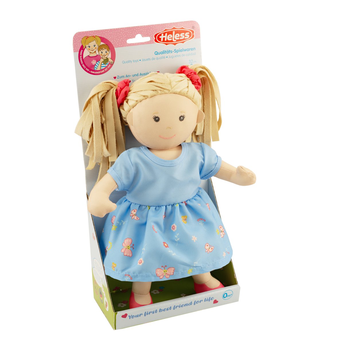 Doll di tessuto '' nela '' con vestito per indossare e decollare, 32 cm
