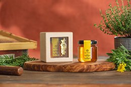 Houten Geschenkdoos Honing van wilde kruiden & tijm, 120g