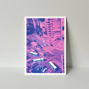 Riso postcard, Japan/Shibuya, risography, DIN A6