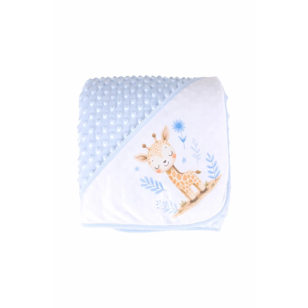 Coperta per bebè con cappuccio, giraffa ricamata