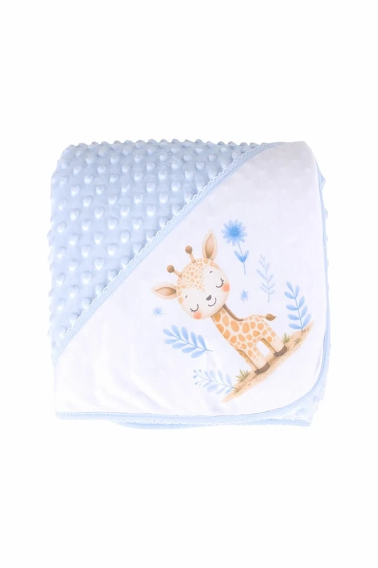 Coperta per bebè con cappuccio, giraffa ricamata
