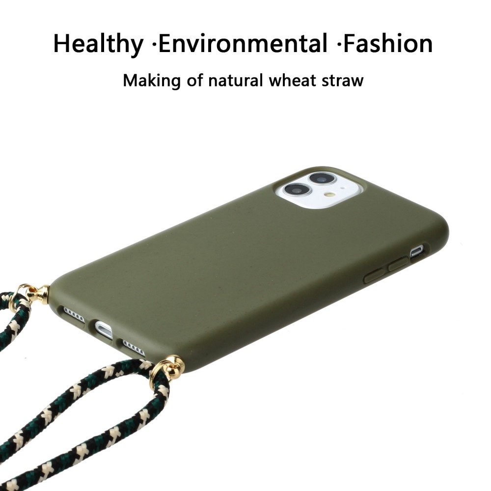 Lunso - Coque arrière avec cordon - iPhone 11 - Army Green