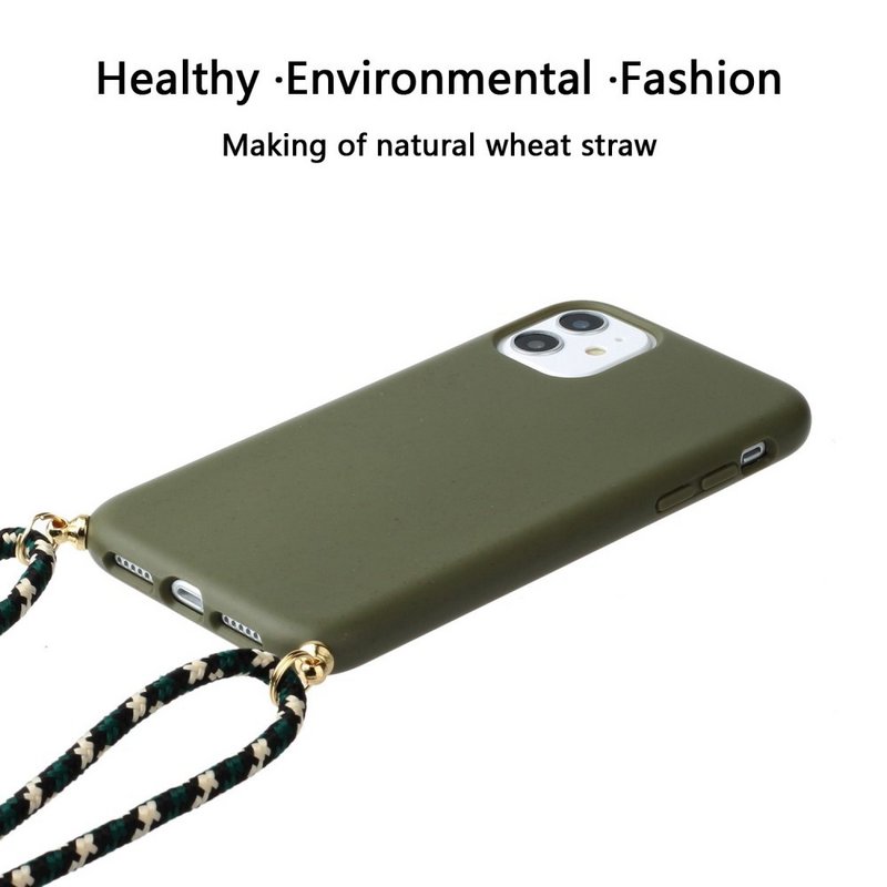 Lunso - Back cover case with cord - iPhone 11 - Army Green