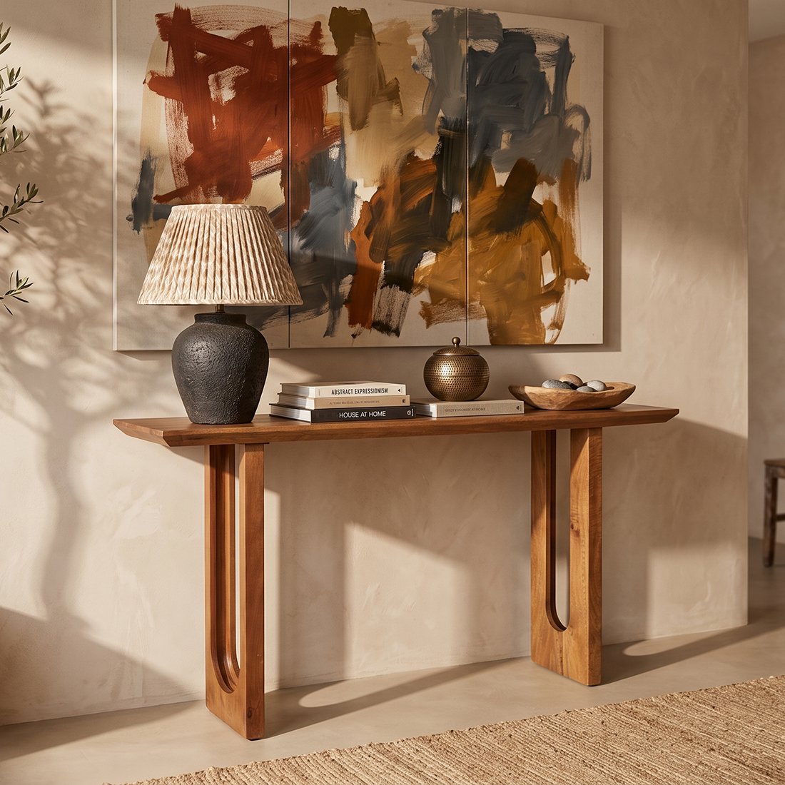 Bullnose mango wood side table Chamfered