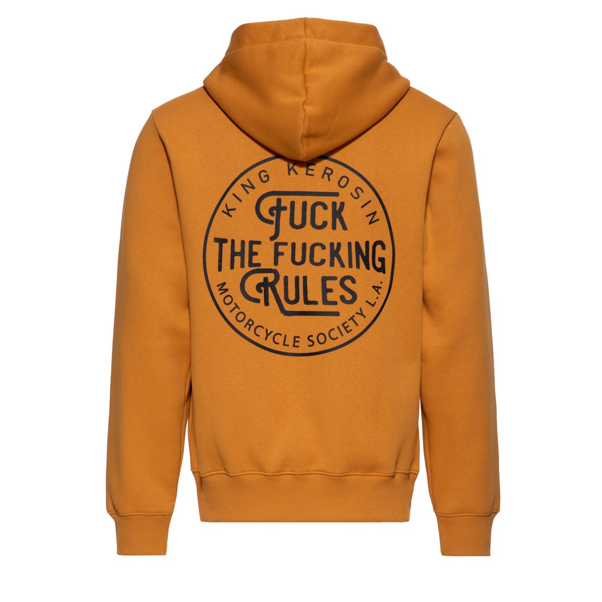 Kapuzensweatjacke 'Fuck The Fucking Rules' in Senf