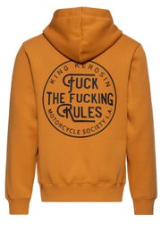 Kapuzensweatjacke 'Fuck The Fucking Rules' in Senf