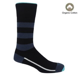 Black and navy blue striped organic cotton socks for men.