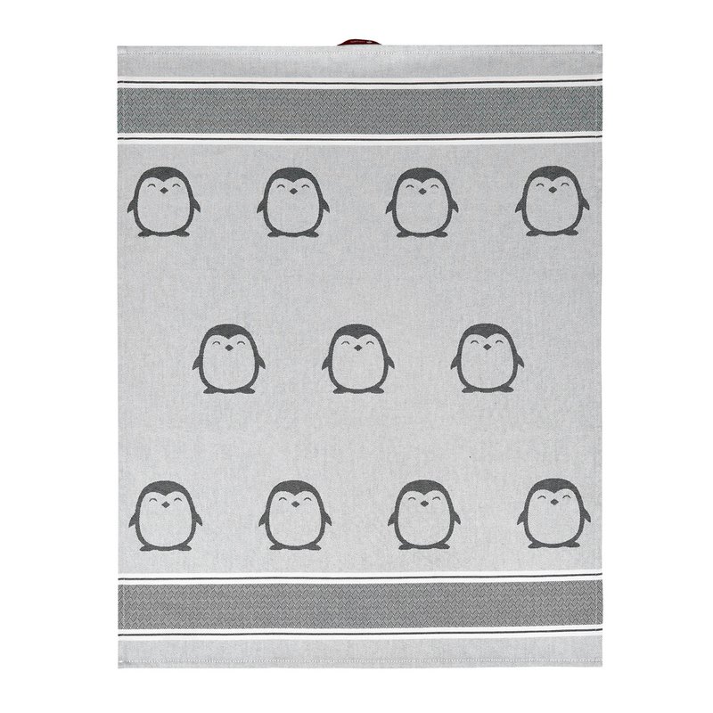 Küchenhandtuch Pinguin aus grauer Baumwolle