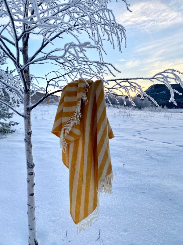 Manta ligera de pura lana noruega en amarillo Filip