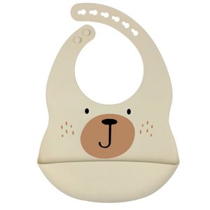 Silicone bib Bear - Beige