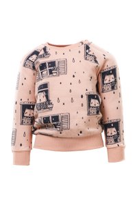 Sweatshirt, Allover Rain Watchers Print on Peach