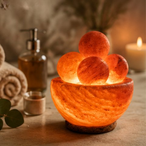 Himalayan Salt Crystal Lamp – 4 massage balls 2Kg – Natural Material – Gift and Decoration Idea