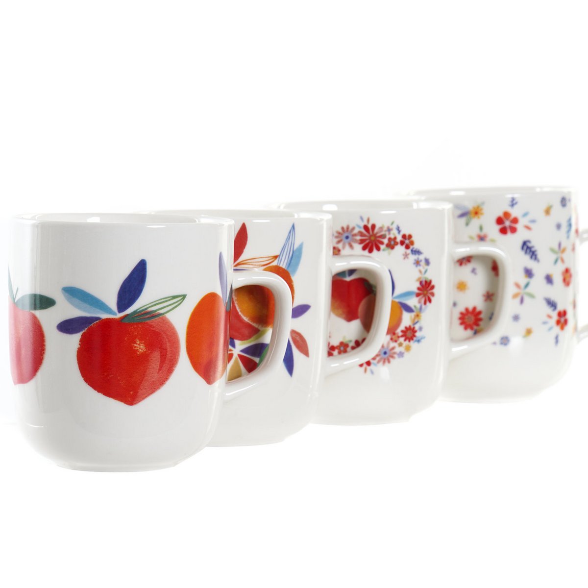 MUG PORCELANA 12X8,5X10 380ML, MELOCOTONES 4 SURT. LC175745