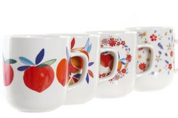 MUG PORCELANA 12X8,5X10 380ML, MELOCOTONES 4 SURT. LC175745