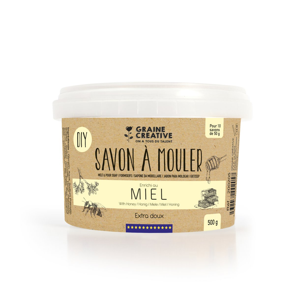 DIY - BASIS VOOR HET MAKEN VAN VASTE ZEEP - HONING - POT 500GR
