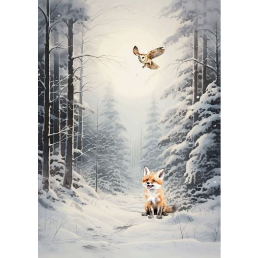 Duurzame kaart - Happy fox in the snow