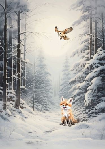Duurzame kaart - Happy fox in the snow