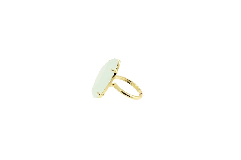 Starlight adjustable ring | Gold Milky Aqua