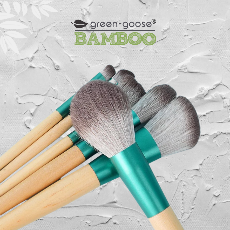 Set di pennelli per trucco green-goose con borsa - 10 pezzi