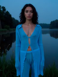 Saint gebreide blauwe maxi-top