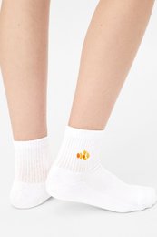Organic Quarter Socks Nemo - Korte witte sokken met geborduurde clownvis