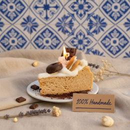 LAVURI® Caramel Slice - Pastel - con crema batida, barras de chocolate y aros de galleta como decoración